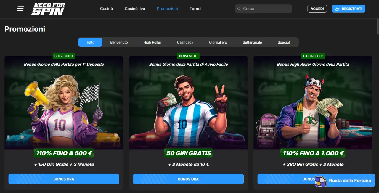 Bonus di Need for Spin Casino